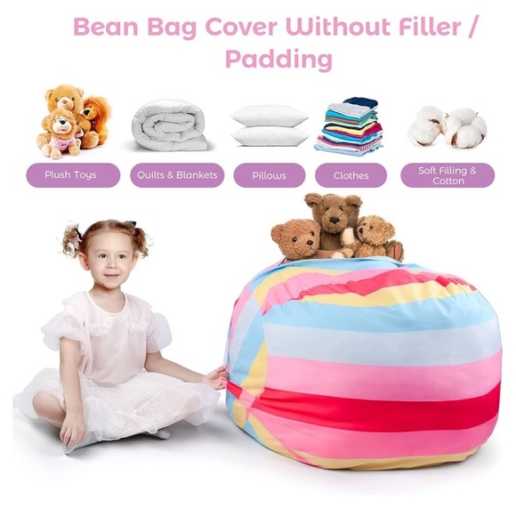 KABOER Bean Bag Cover for Kids,200L Stuffed Animal Storage​ - Picture 6 of 8